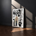 Yoichi Nagumo manga poster inspired by Sakamoto Days in a black frame against a charcoal gray wall
