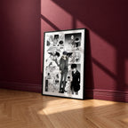 Yuki Anzai manga poster inspired by Devils' Line in a black frame against a burgundy wall
