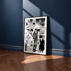 Yuki Anzai manga poster inspired by Devils' Line in a black frame against a navy blue wall