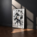 Yuta Okkotsu manga poster inspired by Jujutsu Kaisen in a black frame against a charcoal gray wall