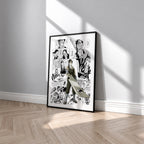 Zabuza Momochi manga poster inspired by Naruto in a black frame against a light gray wall